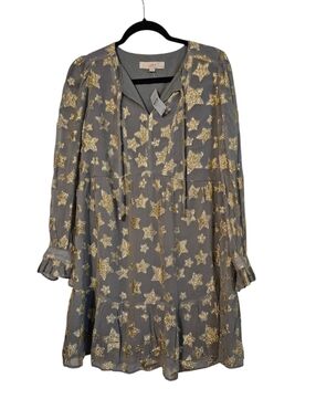 Loft Petite NWT Shimmer Star Tiered Mini Dress Medium Petite